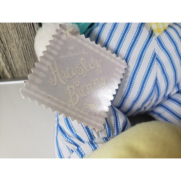 Hallmark Hugsley Bunny Striped Overalls Pastel Plush Stuffed Soft Easter Toy - Picture 2 of 8